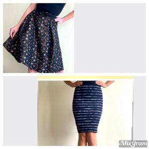 bundle (2) Lavia flare skirt Italy pleated sz 40 S $550 & pencil blue skirt